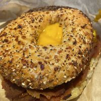 Bacon, egg and Cheese everything is soy  at LUHV Vegan Deli in Philadelphia