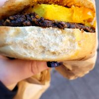 "Sausage egg and cheese" bagel at LUHV Vegan Deli in Philadelphia