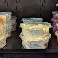 coleslaw, cream cheese, and lox at LUHV Vegan Deli in Philadelphia