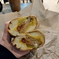 cubano (latte from Old City Coffee) at LUHV Vegan Deli in Philadelphia