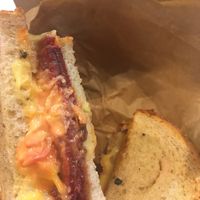 Hot, delicious Reuben!! at LUHV Vegan Deli in Philadelphia