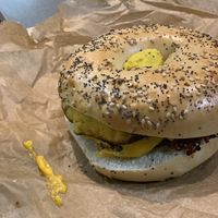 Breakfast bagel at LUHV Vegan Deli in Philadelphia