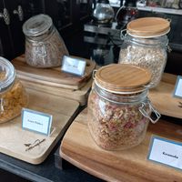 Breakfast buffet cereals at Moreganic Restaurant at Away Chiang Mai Thapae Vegan Retreat in Chiang Mai