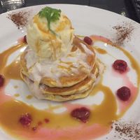 Vegan Gourmet in CM! Vegan pancakes with soy vanilla ice cream for dessert at Moreganic Restaurant at Away Chiang Mai Thapae Vegan Retreat in Chiang Mai