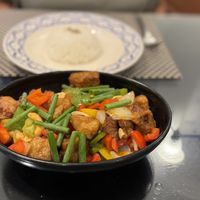 Tofu and Jasmine Ricee  at Moreganic Restaurant at Away Chiang Mai Thapae Vegan Retreat in Chiang Mai