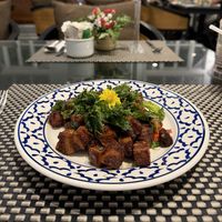crispy belly  at Moreganic Restaurant at Away Chiang Mai Thapae Vegan Retreat in Chiang Mai