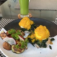 Pumpkin benedictt  at Moreganic Restaurant at Away Chiang Mai Thapae Vegan Retreat in Chiang Mai