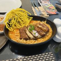 Khao Soi with Vegan Chicken 🤤  at Moreganic Restaurant at Away Chiang Mai Thapae Vegan Retreat in Chiang Mai