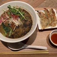 Black sesame tan-tan ramen w/gyoza.  at T's Tantan - Ecute Ueno in Tokyo