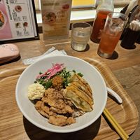 Tantan ramen wirh soy meat and gyoza at T's Tantan - Ecute Ueno in Tokyo