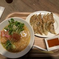 Sesame ramen and gyozas (big portion)  at T's Tantan - Ecute Ueno in Tokyo