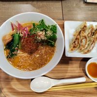 White sesame ramen and dumplings at T's Tantan - JR Ueno in Tokyo