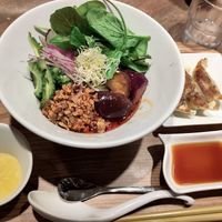 I don't remember what the dish is called 😅 but it's a cold ramen dish which was a seasonal offer. Also gyozas at T's Tantan - JR Ueno in Tokyo