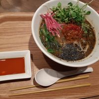 Black Sesame Tantanmen with gyoza dipping sauce at T's Tantan - Ecute Ueno in Tokyo