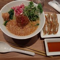 Golden tantanmen with gyoza at T's Tantan - Ecute Ueno in Tokyo