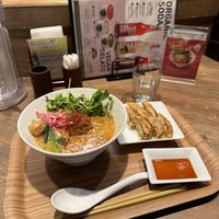 Set menu with gyoza  at T's Tantan - Ecute Ueno in Tokyo