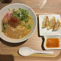 Golden Sesame ramen and gyoza   at T's Tantan - Ecute Ueno in Tokyo