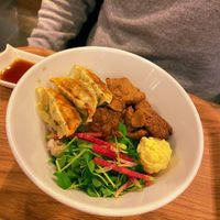 Rice bowl with gyoza  at T's Tantan - JR Ueno in Tokyo