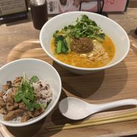 Tan tan noodle with mini bowl char siew bowl  at T's Tantan - JR Ueno in Tokyo