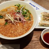 Golden sesame Ramen and gyoza at T's Tantan - Ecute Ueno in Tokyo