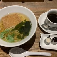 Morning Dashi-Udon Set with Coffee. Only ¥510 at T's Tantan - Ecute Ueno in Tokyo