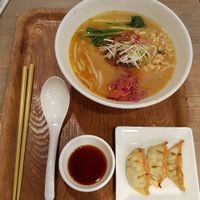 White sesame ramen with additional gyoza at T's Tantan - Ecute Ueno in Tokyo