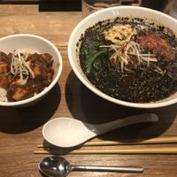 Black sesame ramen + maple tofu at T's Tantan - Ecute Ueno in Tokyo