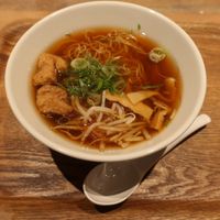 Breakfast ramen with spring onions, bamboo shots, spring onions and soy meat at T's Tantan - Ecute Ueno in Tokyo