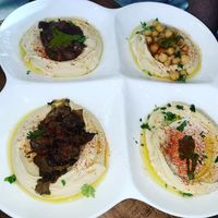 Hummus sampler  at Hummus Place - Upper West Side in New York City