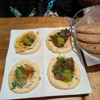 Hummus sampler at Hummus Place - Upper West Side in New York City