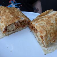 Chicken quesorito (vegan & a special) at Ale Mary's Beer Hall in Royal Oak