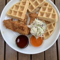 “Chicken” and waffles  at Ale Mary's Beer Hall in Royal Oak