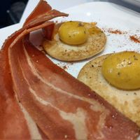 vegan bacon and eggs at Mythology in Toronto