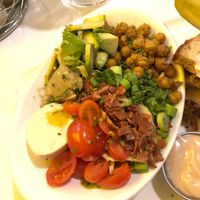 Cobb salad with “egg” at Mythology in Toronto