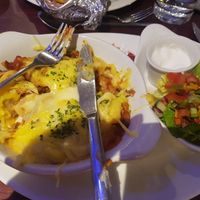 Vegan lasagne with side salad at Fullbrook's Bistro in Pontyclun