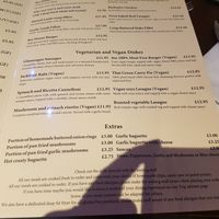 Menu Nov 2019 at Fullbrook's Bistro in Pontyclun