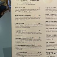 Menu  at Yonder in Queenstown