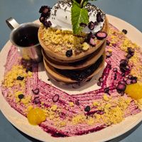 Blueberry pancakes at Yonder in Queenstown