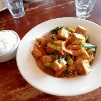 Coconut rice and satay tofu at Toronthai in Toronto