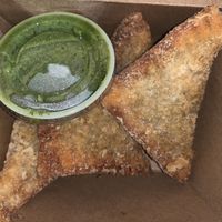 Vegan fried ravioli with pesto  at City O' City in Denver