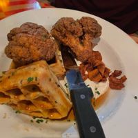Fried cauliflower and waffles with carrot bacon at City O' City in Denver