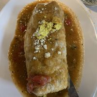 Breakfast burrito with chili sauce  at City O' City in Denver