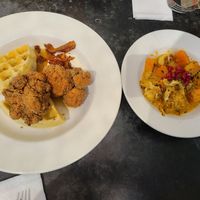 Chicken and Waffle and spicy cauliflower at City O' City in Denver