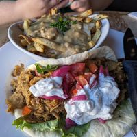 Kebab and poutine (vegan) at City O' City in Denver