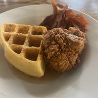 Fried chkn and waffles w/ bacn (holy cow, it’s good)  at City O' City in Denver