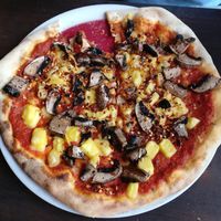 Funghi pizza with extra chilli at Zambretto Italian - Old Sneddon St in Paisley