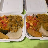 A very comforting and delicious vegan dinner that Kyng Sharlo whipped up and delivered to our hotel for a last-minute holiday meal.  at Ini Ital Rastarant in Negril