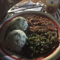 Bean stew and callaloo at Ini Ital Rastarant in Negril
