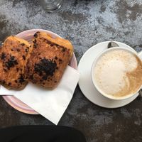 Vegan pain au choc and caffe  at L'Orto Bistrot in Turin