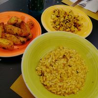 Rice main with baked chips and cauliflower side. at L'Orto Bistrot in Turin
